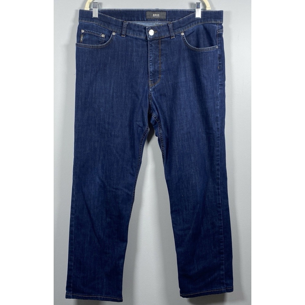 BRAX Masterpiece Cooper Mens 38x34 (38 x 29) Dark Blue Denim Straight Leg Jeans